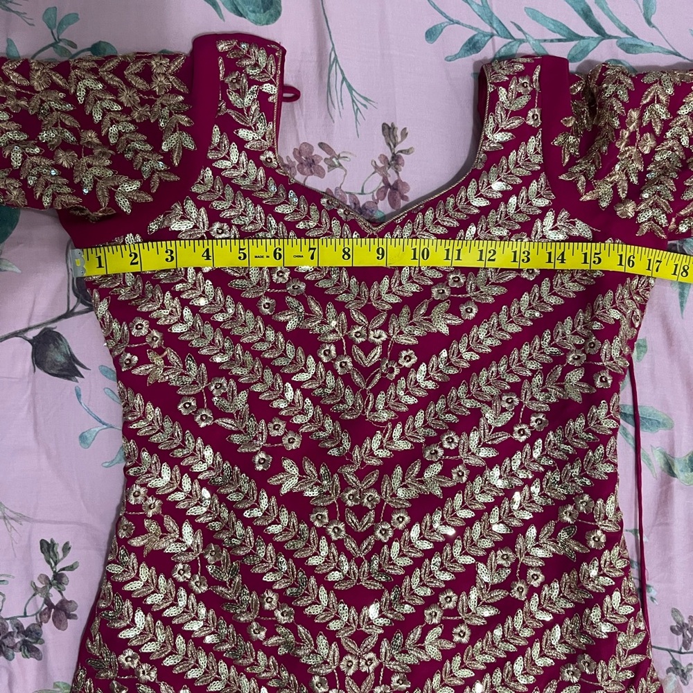 Elegant magenta and gold palazzo suit - Picture 9 of 9